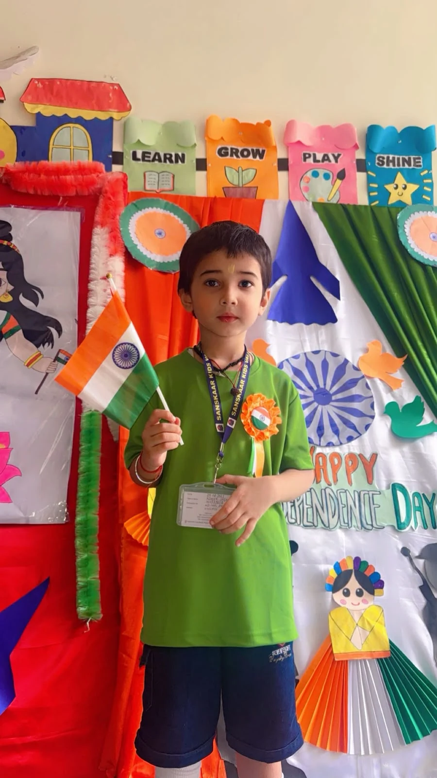 Sanskaar Kids Valley child in school dress celebrating Independence Day