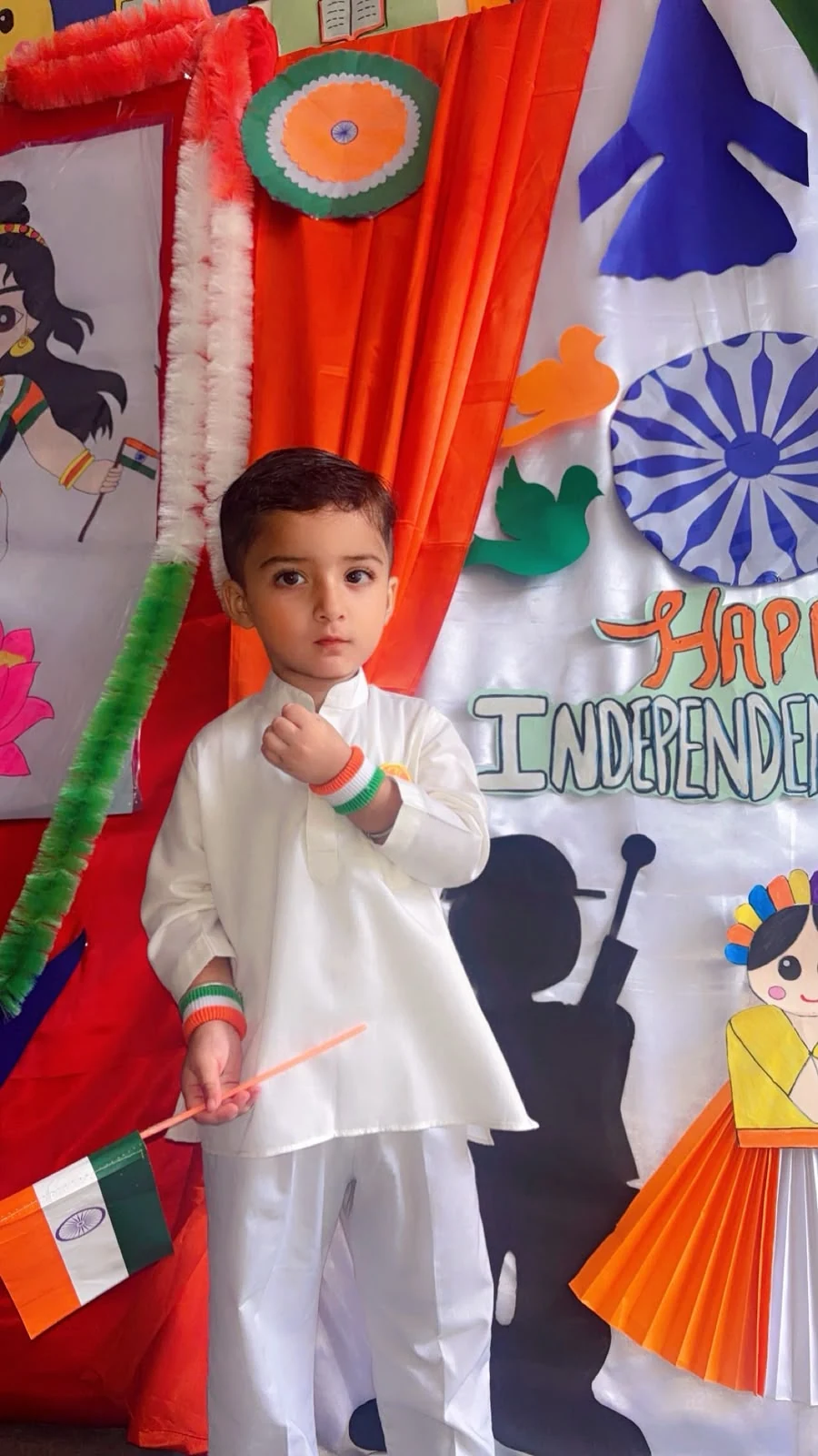 Sanskaar Kids Valley child in white school celebration dress