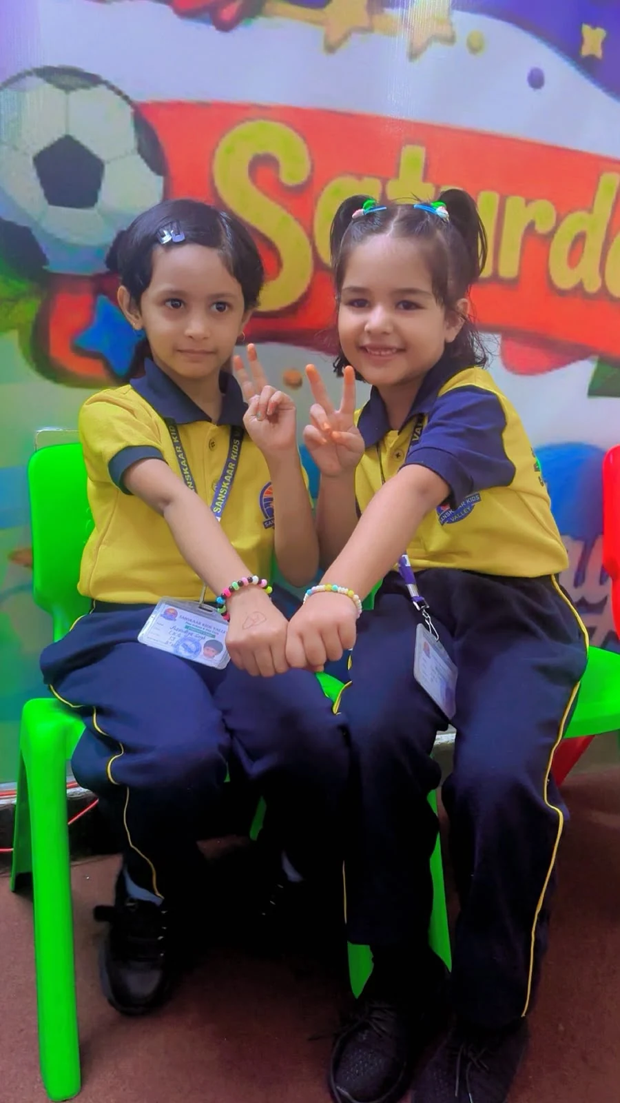 Sanskaar Kids Valley children in school uniform doing an activity